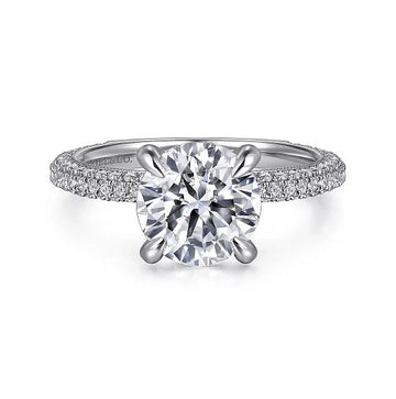 14K White Gold Round Diamond Engagement Ring w/ 0.56 ctw